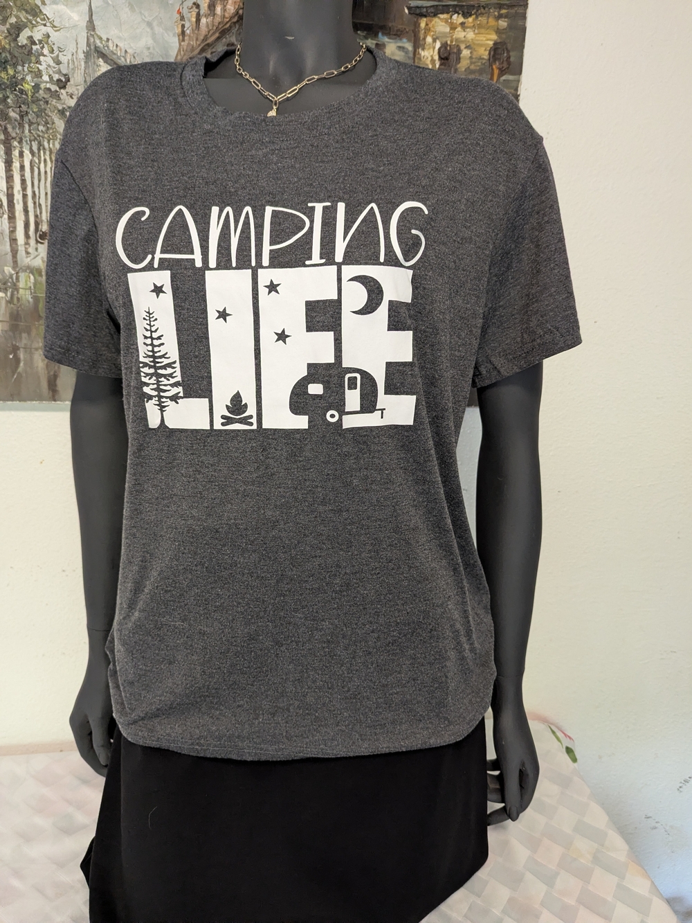 Camping Life Women's Graphic Tee - Charcoal